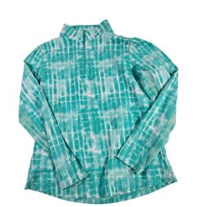 IBKUL Women's Turquoise Tie Dye Long Sleeve 1/4 Zip Top Size M UPF 50+